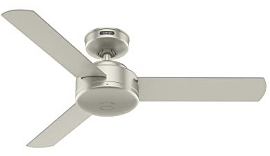 Hunter 44 inch Indoor Ceiling Fan No Light - Modern Ceiling Fan without Light, 3 Blades, Standard Mount, For Bedroom, Living Room, or Kitchen, Wall Control - Presto 51849, Matte Nickel