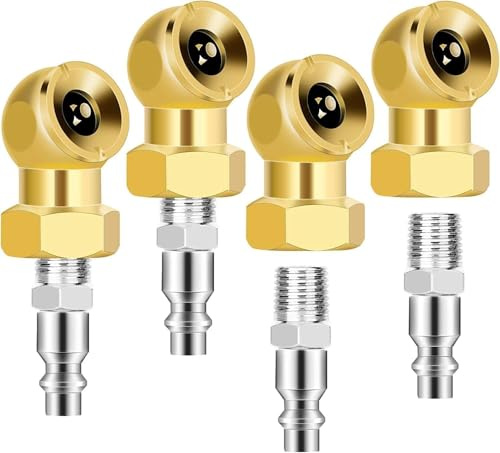 Linkstyle 4 STK. geschlossenes Kugel-Luftventil für Reifen, 1/4'' FNPT tragbares Luftventil für Manometer-Kompressor-Zubehör