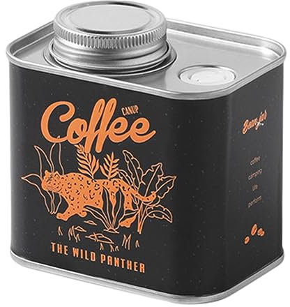 AMZLORD Kaffeedose luftdicht 150g - Kaffeebohnen Behälter for den Aromaschutz Ihres Kaffees - Vorratsdose aus Edelstahl luftdichter Kanister Frischekonservierung Eisendosen (Schwarz)