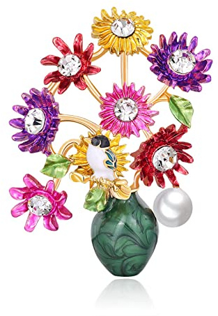 spille gioiello Spilla a fiori colorati in lega di diamanti con fiori che gocciolano olio di crisantemo spilla a bottiglia per corpetto da donna