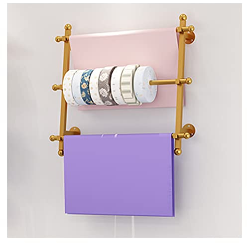 Band-/Geschenkpapier-Organizer, Schal-Regal, 3 Etagen, Wandmontage, Metall-Handtuch-Präsentationsständer, Kuchen/Blumen/Geschenkladen (Farbe: Gold, Größe: 65 x 60 cm/25,6 x 23,6 Zo