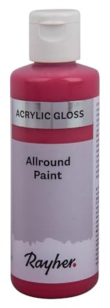Rayher Allround Paint Gloss Acrylfarbe, kirschrot, Flasche 80 ml, glänzende Hobby-Acrylfarbe für Bastelarbeiten und Acrylmaltechniken, speichel- und schweißecht, für saugende Untergründe, 35085286