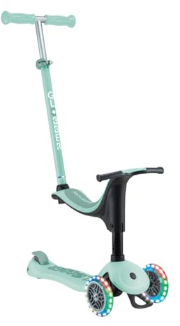 GLOBBER GO-UP Sporty Lights – 3in1 Aufsitzrad, Laufrad, Scooter 120/80 mm, 3-rädrig, verstellbar, LED-Rollen, Mint