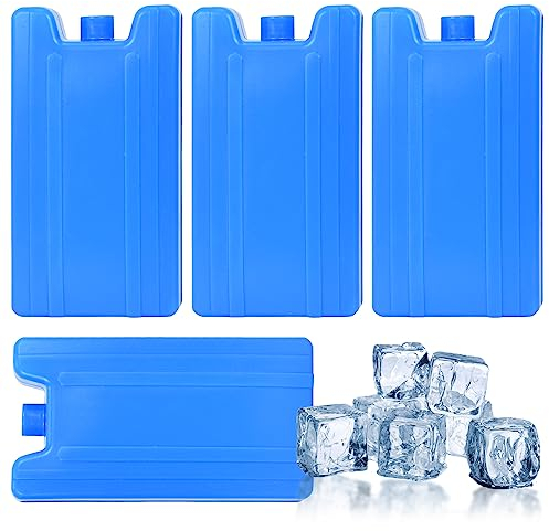 Dokeno 4 Piezas Bolsas de Hielo, Acumuladores de Frio Nevera 400ml, Placas de Hielo para Nevera Portátil, Bloques Congeladores de Frío Pequeños, Hielos Reutilizables para Viajar y Acampar