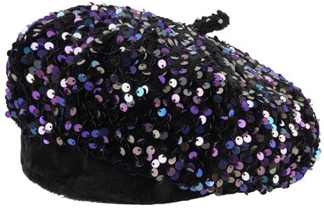 Meliyya Damen Barett Mütze Pailletten Besetzte Baskenmütze Französischer Stil Einfarbig Retro Maler Kappe, Dunkelgrün