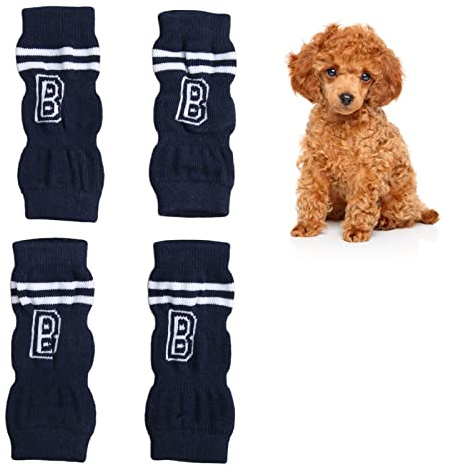ZJchao Dog Elbow Protector, 4 Stück Haustier Hunde Ellbogenschützer, Hundebeinsocken, Gestrickte Beinwärmer, Bandagen, Haustier Ellenbogen Schutzhülle, Gelenkschutz