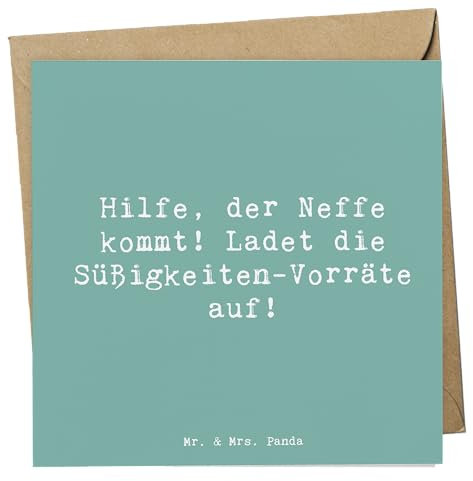 Mr. & Mrs. Panda Glückwunschkarte Spruch Neffe Besuch - Geschenk, Weihnachten, Klappkarte, doppelkarte, Grußkarte, Bindung, anlasskarte, Geschenke, Lächeln, Humor, faltkarte, Familienmitglieder