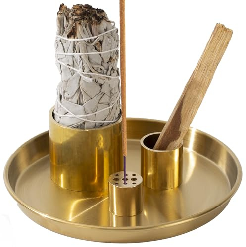 IVWOXO Brass Incense Holder, insence-Stick Holder, Palo Santo Holder, Sage Holder, 5.5 Incense Stick Ash Catcher