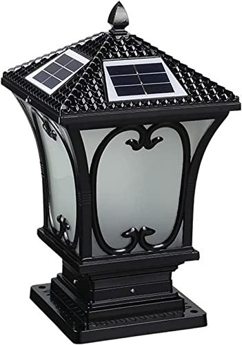 Lampadaire de Jardin européen rétro en Acrylique, Lanterne à Pilier, lampadaire carré Noir Sola Post, luminaire monté sur Poteau en Aluminium pour clôture de Villa, Jardin, Cour (Hauteur 55