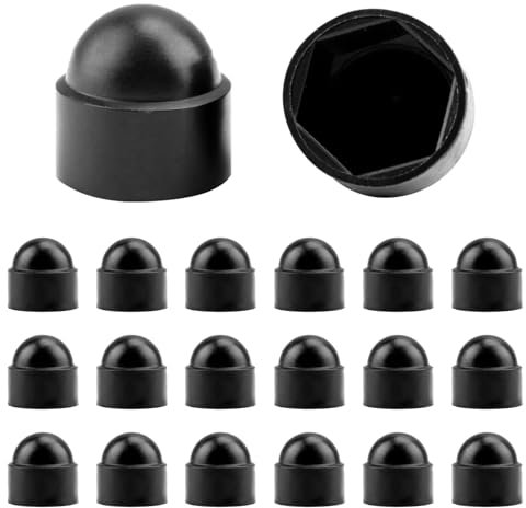 20 Pcs M12 Black Plastic Nut and Bolt, Hex Nut Cover Dome Screw Caps Covers Hex Bolt Nuts Protection Caps Screw Cap Assortment Kit Bolts Cover Cap for Bolts Hexagon Screws (19mm Spanner)