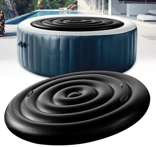 4.7 Ft Inflatable Hot Tub Cover Round Energy Saving Spa Lid Enclosure with Quick and Easy Inflation and Deflation Valve Windproof Rain Insulated Lid Retain Heat and Protect Hot Tub