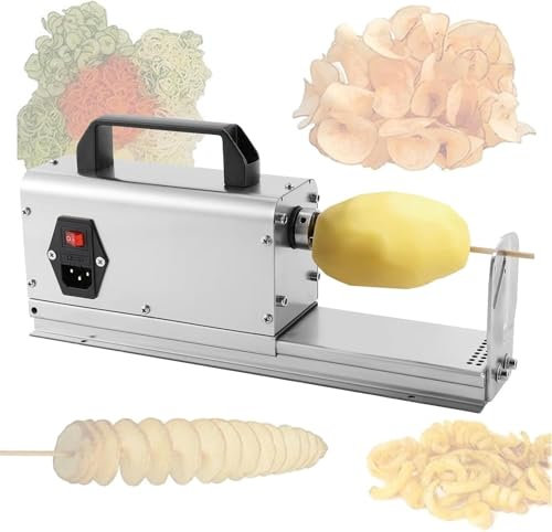 Annuod Tagliapatate a Spirale, spiralizzatore Elettrico per Patate, spiralizzatore per Patate in Acciaio Inox Commerciale, con 2 Misure di Lama