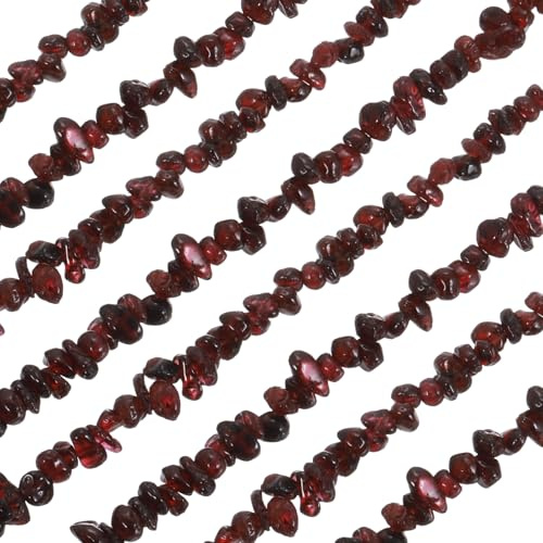 sourcing map 32 Inches 3-5mm Natural Garnet Gemstone Strand Chips Free Form Tumbled Loose Gemstone Beads Irregular Drilled Stone Bead for Jewelry Making Craft Supplies (Burgundy)