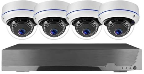 KOROBIE Telecamera di sicurezza, Set di videosorveglianza a cupola interna 8CH 4K 8MP Kit registrazione audio PoE NVR Sistema CCTV Telecamere IP sicurezza antivandalismo(8CH NVR 4Camera)