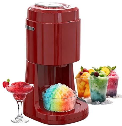 Macchina per cono di neve, tritaghiaccio elettrico da 135 W, bassa rumorosità da 58 dB, macchina per ghiaccio tritato per bar domestici, ristoranti, feste red