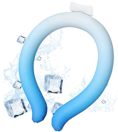 Neck Cooling Tube, Reusable Ice Ring Cooling Collar, 24°C Phase Change Cooling Collar, Battery-Free Wearable Neck Cooler for Summer Heat Relief, Outdoor Sports, Hot Flashes & Travel (Blue, L)