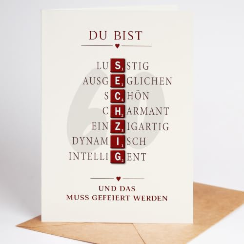 Lovely Cards Geburtstagskarte 60 Frau – Edle Karte zum 60. Geburtstag für Frauen – Stilvolle Glückwunschkarte zum Sechzigsten – Geschenk für Freundin, Schwester oder Ehefrau