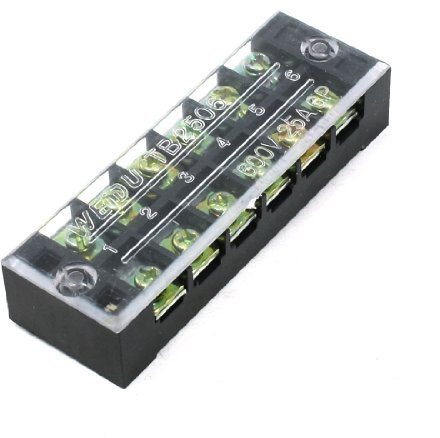 sourcing map 600V 25A Doppelreihig 6P 6 Positionen Abgedeckte Barriere Schraubklemmenleiste