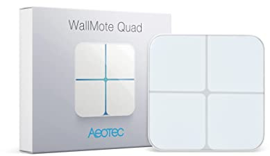 Aeotec WallMote Quad, Funkwandschalter mit 4 Tasten, Fernbedienung für 16 Szenen