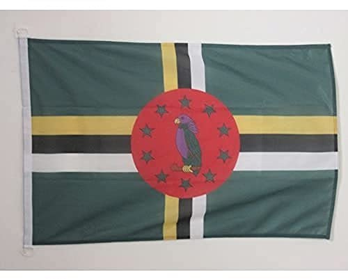 AZ FLAG Bootsflagge Dominica 90x60 cm Mesh-Polyester Kunststoffringe | Für außen und Boote Commonwealth Dominica Bootsflagge wetterfest mit doppelten Nähten und verstärkten Kanten