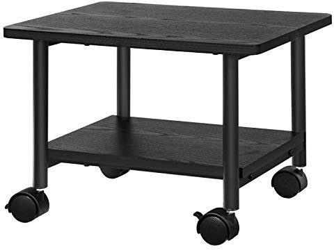 VASAGLE Industrieller Druckerständer unter dem Schreibtisch, 2-stöckiger mobiler Maschinenwagen mit Regal, Robustes Lagerregal für Büro und Zuhause, schwarz UOPS02B