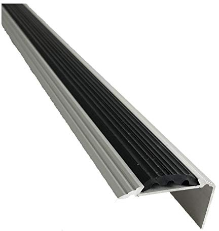 Arbiton Aluminium Stair Nosing 40mm – Silver– Anti-Slip Insert, 1.2m Long (Silver)