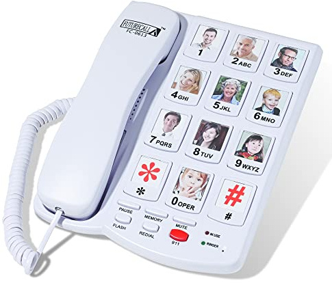 Future Call FC-0613 Picture Phone for Seniors | 10 One Touch Picture Memory Keys | Dementia & Alzheimer's Telephone | Amplified for Hearing Impaired | 40db Volume Handset