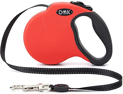 DDOXX Hundeleine Ausziehbar - Stabile Reflektierende Nylonstreifen Hundeleine Bissfest - Rollleine Break & Lock System - S (Rot)