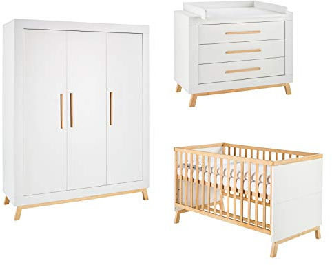 Schardt Kinderzimmer Set 4-teilig Miami White mit 3-türigen Kleiderschrank