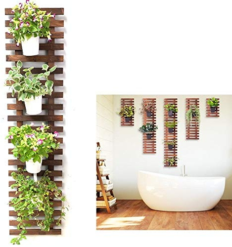 Jardinière murale en bois à suspendre pour plantes d'intérieur et d'extérieur, jardin vertical, support mural, support de plantes grasses, treillis en bois pour plantes grimpantes
