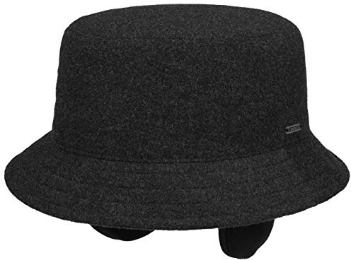 Stetson Midval Bucket Wollhut mit Ohrenklappen Winterhut Herrenhut Damenhut Stoffhut Fischerhut Damen/Herren - Futter, Lederband Winter Herbst-Winter