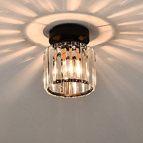 Kristall Deckenleuchte Rund Schwarz Metall Lampe, Modern/Retro Deckenlampe Küchen insel Wohnzimmer Arbeitszimmer Schlafzimmer Esszimmer Esstischlampe Elegante Kristallleuchter Deckenbeleuchtung (A)