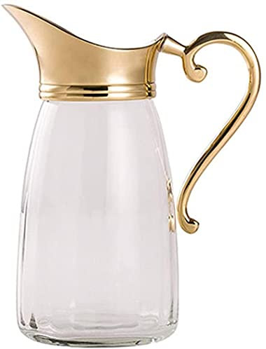 ksamwjf Simple Water Pitcher Light Luxury Glass Pitcher with Brass Handle and Spout, Creative Cold Water Jug Milk Jug for Home, Restaurant