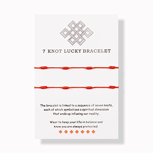 MANVEN Röd lina handgjord lycka för familj 7 knutar armband justerbar Kabbalah skydd bra önskan armband för kvinnor bästa vän tonåringar man