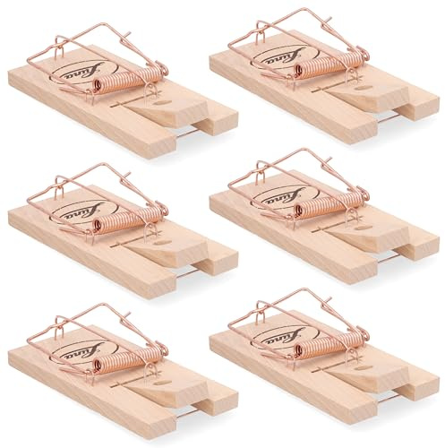 Agrarflora Rattenfallen aus Holz 6er Set - Schlagfallen zur Rattenbekämpfung - Schnappfallen mit Holzwippe - tierschutzgerecht durch enorme Schlagkraft - bewährte Falle für Ratten - 6 Stück