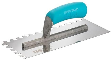 OX Trade Notched Stainless Steel Tiling Trowel - 10mm, Blue/Silver