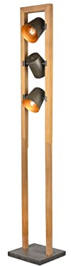 Stehleuchte 3-flammig aus Naturholz mit Metall Lampenschirmen, Höhe 150cm |