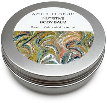 AMOR FLORUM Baume Corporel 100ml - Mangue, Églantier & Lavande | Baume corporel 100% naturel au beurre de mangue, cire d'abeille, églantier et lavande. Soin nourissant. Pot 100ml.