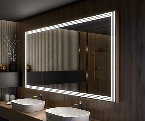 Artforma Badspiegel mit Beleuchtung - Led Spiegel Bad - 120x90 - Badezimmerspiegel Nach Maß - auf Individuelle Bestellung Gefertigt - Modernes Design - Mit Rahmen