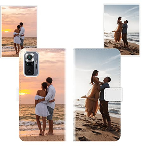 Sunrive Personalisierte hülle kompatibel mit Xiaomi Redmi Note 10 Pro Handyhülle Benutzerdefiniert,Schutzhülle Lederhülle handykette universal Etui mit Eigenem Foto Bild Text Individuelle