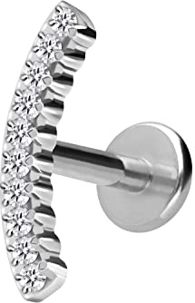 PIERCINGLINE Titan Labret mit Innengewinde + Titan Aufsatz KRISTALLBOGEN Piercing Lippe Nase Ohr Helix Tragus Medusa Farb & Größenauswahl