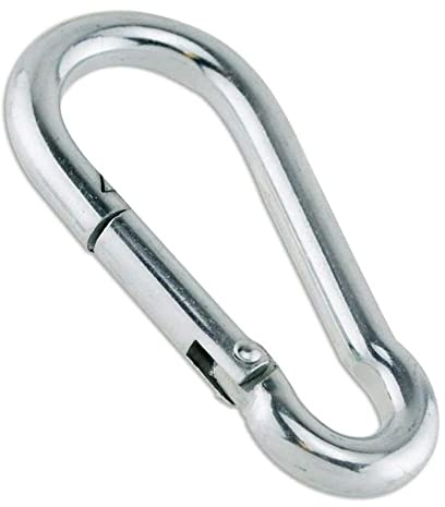 2 x Carabina Snap Hook Clips 8mm x 80mm Metal Galvanised Snap Hook Clip Rope Connector Small Snap Clamp Key Chain Link Buckle for Hammock Swing Set Outdoor Travel Camping Fishing Hiking.