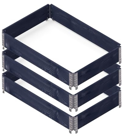 Upyard GardenBox Lot de 3 jardinières surélevées Modernes en Cadre de palettes - Plate-Bande surélevée modulaire en Bois Naturel pour Jardin et terrasse - Certifié PEFC - 120 x 80 x 58,5 cm - Noir