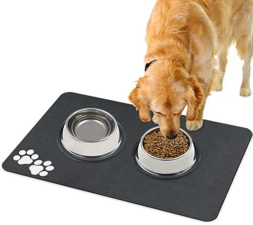 Futtermatte für Hunde, 40,6 x 61 cm, saugfähige Futtermatte für Katzen und Hunde, Kieselgur-Matte für Hundefutter und Wassernäpfe, Wasserspender, rutschfeste Katzenstreu-Matte, Haustier-Tischset,