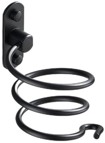 LSDZHK Hair Dryer Holder, Aerospace Aluminum Wall Mounted Hair Dryer RackStorage Spiral Bracket Rack Organizer Holder Set Bathroom Shelf for Washroom Supplies (Black)