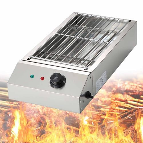 SACLMD Barbecue Portatile,Smokeless Grill,Griglia elettrica per Barbecue da Interno,Bistecchiera Elettrica in Acciaio Inox,Griglia elettrica per Barbecue da Interno,D280-110V