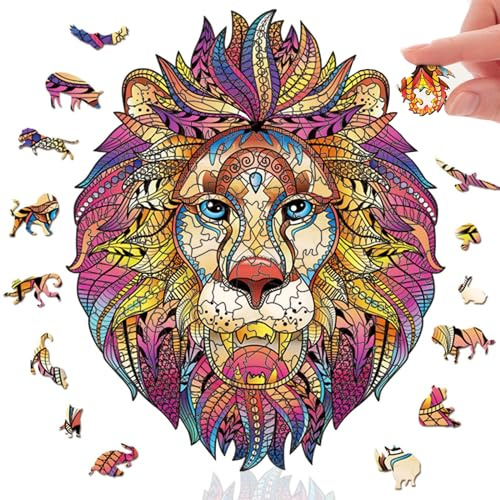 ieron Puzzle in Legno da 212 Pezzi, Leone 9,5x11,5, Scatola Puzzle Unica a Forma di Animale, Idea Regalo di Compleanno per Bambini, Adulti, Ragazze, Ragazzi, Giochi per Famiglie e Hobby