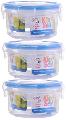 HOMESHOPA Plastic Airtight Food Storage Container, 180ml 3 Pack Round Leakproof Stackable Container with Clip-Lock Lid, BPA Free Reusable Meal Prep Lunch Box, Microwave Freezer & Dishwasher Safe