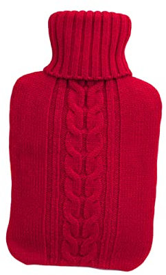 SOESFOUFU Wärmflaschenbezug Acrylfasern Ca Farbe Rot Strickdesign Für Modischen Look Und Komfort