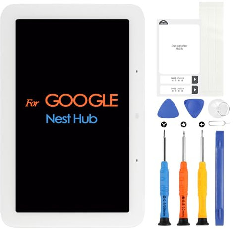 ARSSLY pour Google Nest Hub LCD Affichage, pour Google Nest Hub LCD Écran Tactile Digitazer Assemblée Remplacement avec Réparation Kit (Blanc)